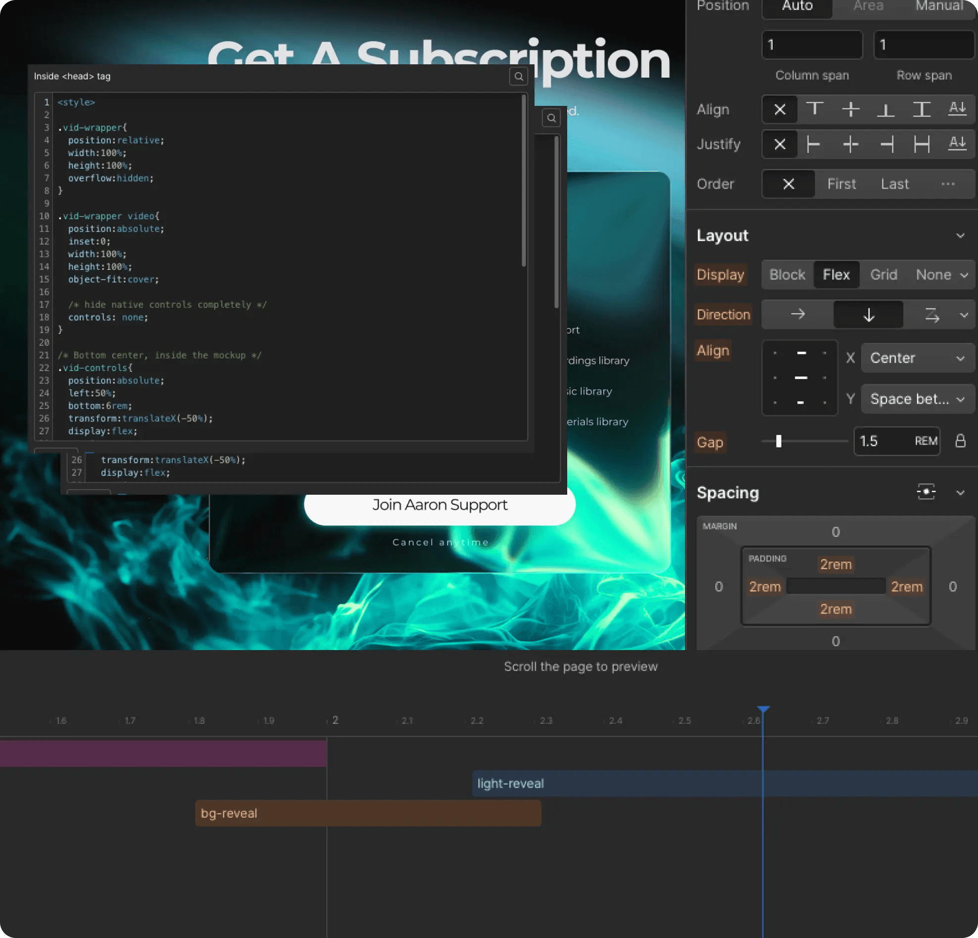 Aaron Support Webflow Entwicklung und technische Umsetzung
